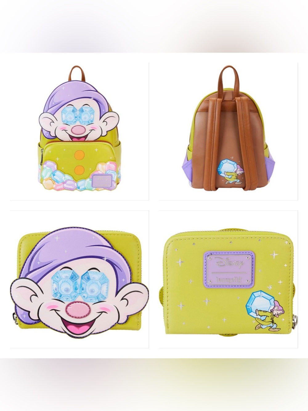 Loungefly Snow White: Diamond Dopey Mini-Backpack & Wallet, Amazon Exclusives